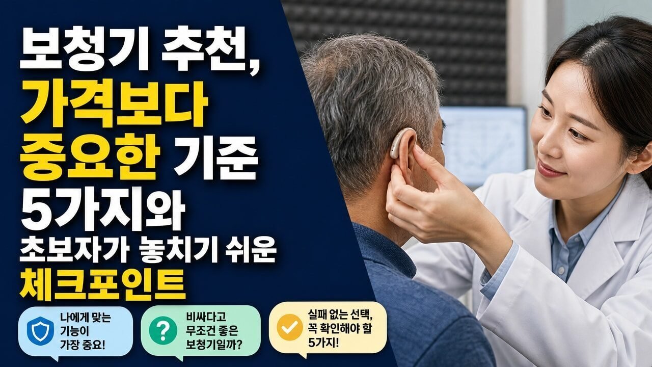 보청기 추천, 가격보다 중요한 기준 5가지와 초보자가 놓치기 쉬운 체크포인트