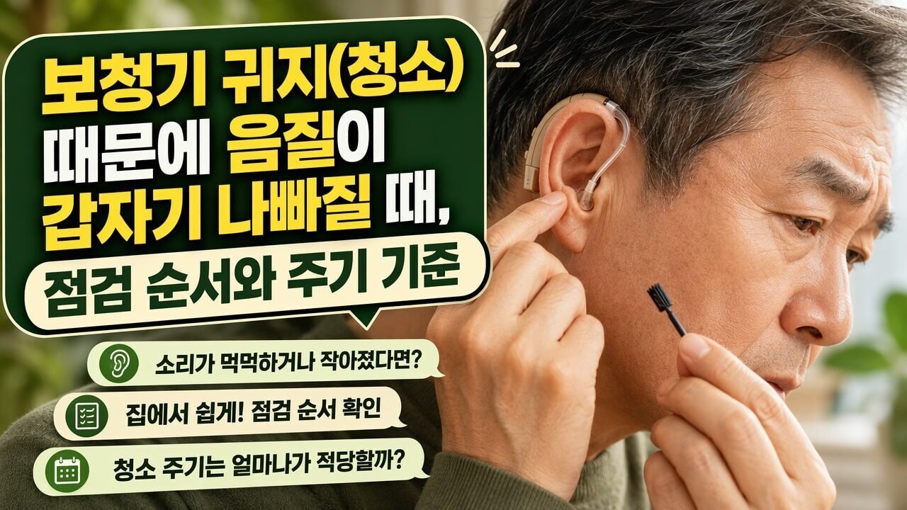 보청기 귀지(청소) 때문에 음질이 갑자기 나빠질 때, 점검 순서와 주기 기준